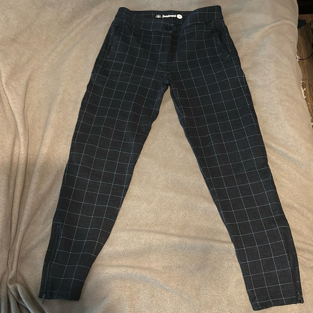 Betabrand Ankle Zip Cigarette Navy Yoga Pants With 2 Front Pockets